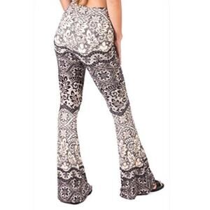 Satina‎ Black And Cream High Waisted Flare Wide Leg Printed Palazzo Pants XLarge